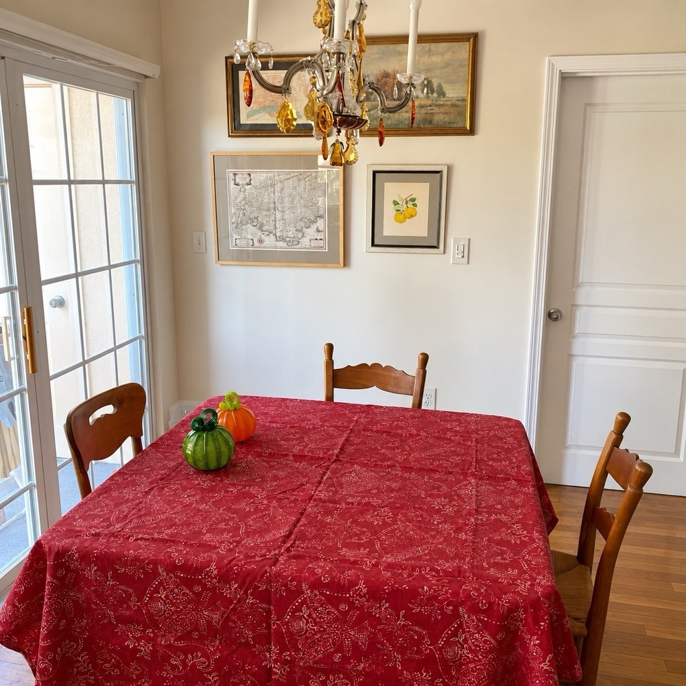 La Tolerie Toscane Tablecloth Red Cotton Rectangle 86x64" Provence Made Italy